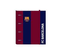 F.C. Barcellona - Raccoglitore 4 anelli da 35 cm con 100 fogli A4, ideale per bambini di diverse età, confortevole e versatile, qualità e resistenza, 27 x 3,5 x 32 cm, colore blu marino/granato, Blu