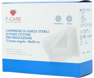 f-care F care garza compressa in cotone 12/8 18x40cm 12 pezzi