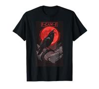 F-CAW-F Black Crow Screaming Blood Moon Gothic Raven Maglietta