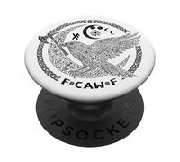 F CAW F Corvo Corvo Norreno Uccello vichingo divertente cattivo linguaggio PopSockets PopGrip Adesivo