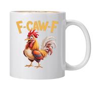 F-Caw-F da caffè divertente con motivo, da caffè in ceramica F-Caw-F, unisex, decorazione per la casa in fattoria, 325 ml