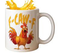 F-Caw-F - da caffè divertente in ceramica, misura 12 once, regalo pratico per uomini e donne, perfetta per caffè mattina, tè pomeridiano e momenti di relax a casa, decorazione