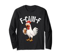 F-Caw-F Funny Chicken Hilarious Rooster Holding Iced Coffee Maglia a Manica