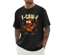 F-CAW-F Maglietta da uomo con gallo che urla pazza magliette casual a maniche corte girocollo estive top oversize da uomo streetwear, Nero , 4XL
