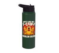 F-Caw-F Problem Solved - Dark Humor Sarcasm Chicken Pun Meme Stainless Steel Insulated Water Bottle