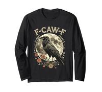 F-Caw-F Raven Moon Gothic Halloween, Corvo Nero Amante degli Uccelli Maglia a Manica