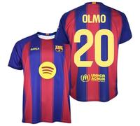 F.CBarcelona - Maglietta Olmo 20 | Replica ufficiale prima squadra | Design blugrana con scudo e sponsor, tessuto traspirante e leggero, taglio sportivo, Blu e Rosso, XL
