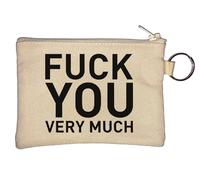F*ck - Portamonete con portachiavi "You Very Much", colore: Beige