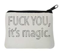 F*ck You It's Magic, portamonete in neoprene, 10 x 11 cm, bianco