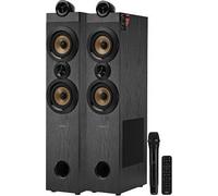 F&D Altoparlanti T70X 2.1 Twin Tower (nero) | Altoparlante Bluetooth wireless | Potenza di uscita potenziata dei bassi 160 W/microfono wireless/display a LED | BT 5.0/FM/USB/AUX | Altoparlante per TV,