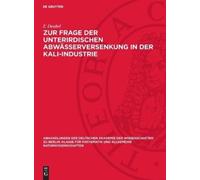 F Deubel Zur Frage Der Unterirdischen Abwässerversenkung in D (Copertina rigida)