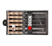 F. DICK 11871020 - Set di 6 lime per chiavi (100 mm, con manico in legno, taglio 2 - per rimozione di materiale medio, diverse forme, lime da officina)