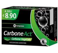 CARBONE ACT, Integratore Alimentare a Base di Carbone Attivo Vegetale, Contribuisce alla riduzione dell’eccessiva flatulenza post-pranzo, Adatte a Vegani e Vegetariani - 1 Confezione da 45 Compresse