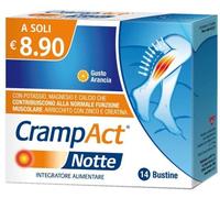 Crampact Notte, Integratore Alimentare con Potassio, Magnesio e Calcio per la Regolare Funzione Muscolare, GUSTO ARANCIA - Confezione da 14 Bustine