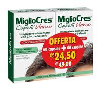 MIGLIOCRES Capelli Uomo 60 Capsule + 60 Capsule - Integratore Alimentare