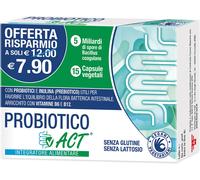 F&F Integratore Probiotico Act, 5 miliardi di probiotici, senza glutine/lattosio, 15 capsule