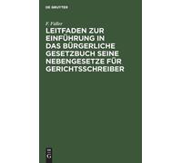F Fidler Leitfaden Zur Einführung in Das Bürgerliche Gesetzbu (Copertina rigida)