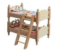 F Fityle 1:12 Letto a Castello in Legno con Scaletta Mobili per Casa delle Bambole Simulazione Camera da Letto Robusto Elegante Stanza dei Bambini Decorazione