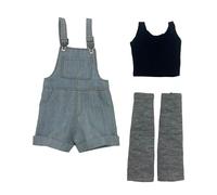 F Fityle 1:6 Tuta Corta con Top e Calzini al Polpaccio, Vestito in Tessuto Realistico, Mini Pantaloncini, Salopette e Pantaloncini Corti per Modello di Bambola, Azzurro