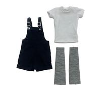 F Fityle 1:6 Tuta Corta con Top e Calzini al Polpaccio, Vestito in Tessuto Realistico, Mini Pantaloncini, Salopette e Pantaloncini Corti per Modello di Bambola, Nero
