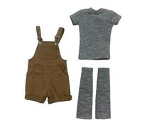 F Fityle 1:6 Tuta Corta con Top e Calzini al Polpaccio, Vestito in Tessuto Realistico, Mini Pantaloncini, Salopette e Pantaloncini Corti per Modello di Bambola, Marrone