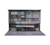 F Fityle 1/64 Diorama Building Hong Street Scene con LED Simulazione Realistica Diecast Parcheggio per Auto Display per Collezione, Stile a