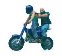 F Fityle 1/64 Miniature Biker e Motociclisti Figure Modello Diorama Realistico Piccolo Persone Modello Ornamento per Layout Treno, Blu