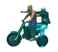 F Fityle 1/64 Miniature Biker e Motociclisti Figure Modello Diorama Realistico Piccolo Persone Modello Ornamento per Layout Treno, Verde
