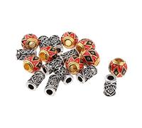 F Fityle 18 Pezzi Tubi per Capelli Perline Dreadlocks Intrecciare I Capelli Gioielli Barbe Decorazioni Accessori, 5 Stili Combo Opzionale, 05, 0,3 mm