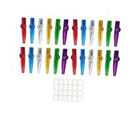F Fityle 24 pezzi Kazoo con diaframmi per flauto Kazoo portatili per principianti Flauto a bocca professionale Kazoo in metallo per ukulele chitarra violino