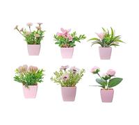 F Fityle 6x Fiori artificiali in vaso Piccole piante finte con vaso Mini piante in rustiche Decorazione per casa Tavolo da interno Libreria Scrivania, Style B