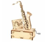 F Fityle Artigianale Scatola Musicale Puzzle in Legno 3d Modello Fai da Te Assemblaggio Facile Decorazione Creativa Pezzo da Mostrare Sensazione di, Saxophone