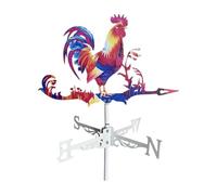 F Fityle Banderuola segnavento a Forma di Gallo, Multicolore, in Ferro battuto, con Decorazione a Forma di Cortile della Fattoria