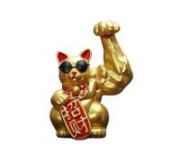 F Fityle Big Muscle Arm Lucky Cat Figurine Statua Ornamento Scultura Decorazione Feng Shui per Scaffale Moderno Libreria Negozio Scrivania Regalo di Compleanno, Braccio sinistro
