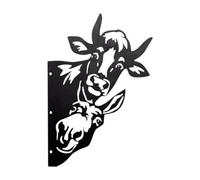 F Fityle Cartello da Parete in Metallo 2D con di un'opera d'Arte Che Fa capolino, Decorazione da Giardino Multifunzionale, Silhouette per, Mucca E Asino