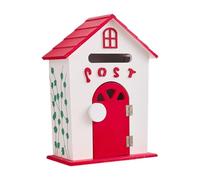 F Fityle Cassetta postale da parete con serratura, cassetta postale in legno per la consegna di giornali, per casa, asilo, corridoio, ingresso, cancello, Rosso