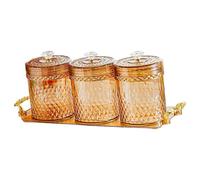 F Fityle Contenitore per alimenti con vassoio, utensile da cucina, regalo per chicchi di caffè, cassetto, mobiletto, coperchio ermetico, organizer, Ambra