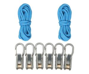 F Fityle Corda con Rullo tenditore Kit di Ancoraggio per impieghi gravosi Regolatore di Paracord Pratico e Portatile Rilascio Facile da Tirare per teloni, 2 Corde 6 Ganci