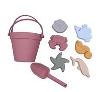 F Fityle Giocattoli da Spiaggia in Silicone per Bambini, Giocattoli da Spiaggia per Bambini, Secchiello da per Bambine, Set da Giardino, Rosso