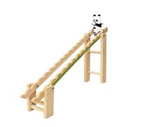F Fityle Giocattolo per interni per scale con scivolo per panda per bambini piccoli, set di panda per giochi su pista in legno, giocattoli per arrampicata su