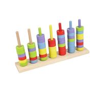 F Fityle Gioco impilabile in legno per l'ordinamento dei colori, anelli impilabili arcobaleno, gioco interattivo di coordinazione occhio-mano e conteggio, 5 Colori