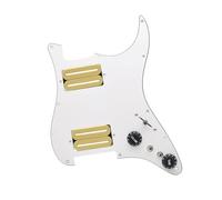 F Fityle Humbucker Chitarra Elettrica Pickup Pickup Cablaggio Caricato Professionale Pickguard Precablato 11 Fori per Chitarre Elettriche ST Accs, Bianco Giallo