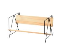 F Fityle Libreria da scrivania, portariviste, piccolo organizer da scrivania in metallo, portaoggetti in legno per soggiorno, sala da pranzo, dormitorio, Colore Del Legno