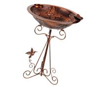 F Fityle Mangiatoia per Uccelli Decorativa con Supporto, piedistallo in ghisa, Ciotola per Uccelli da Giardino, per Prato, Giardino, Balcone