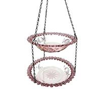 F Fityle Mangiatoia per Uccelli Mangiatoia Appesa Bagno per Uccelli Vassoio Sospeso Piattaforma Decorativa da Esterno con Catena Leggera Adatta a Balcone Patio, Viola, Viola, Doppio Strato