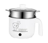 F Fityle Mini Hot Pot Ramen Cooker Padella elettrica Portatile Multiuso Antiaderente per dormitorio dell'home Office, con Vapore Bianco