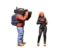 F Fityle Miniature 1/64 dipinte per Park Street Miniature Scene Diorama Mini Figure di Persone Cameraman Reporter Figure Models