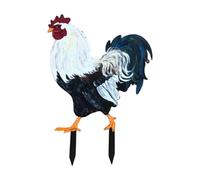 F Fityle Palo da Giardino a Forma di Gallo, Statua di Gallo in Piedi, Decorazione realistica, Statua di Animale, Arte da Giardino per Patio, Fattoria,