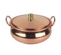 F Fityle Pentola in Rame Shabu Shabu Pentola Spessa binaurale Universale con Coperchio Pentola per stufato per Piano Cottura, pentola a induzione per la casa, 22 cm