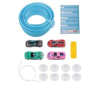 F Fityle Pista da Corsa Pieghevole da 15 Piedi con Kit da 4 Auto in Lega, Ventose potenti, Multifunzionale per alimentate dalla Fisica, Giocattolo, Verde